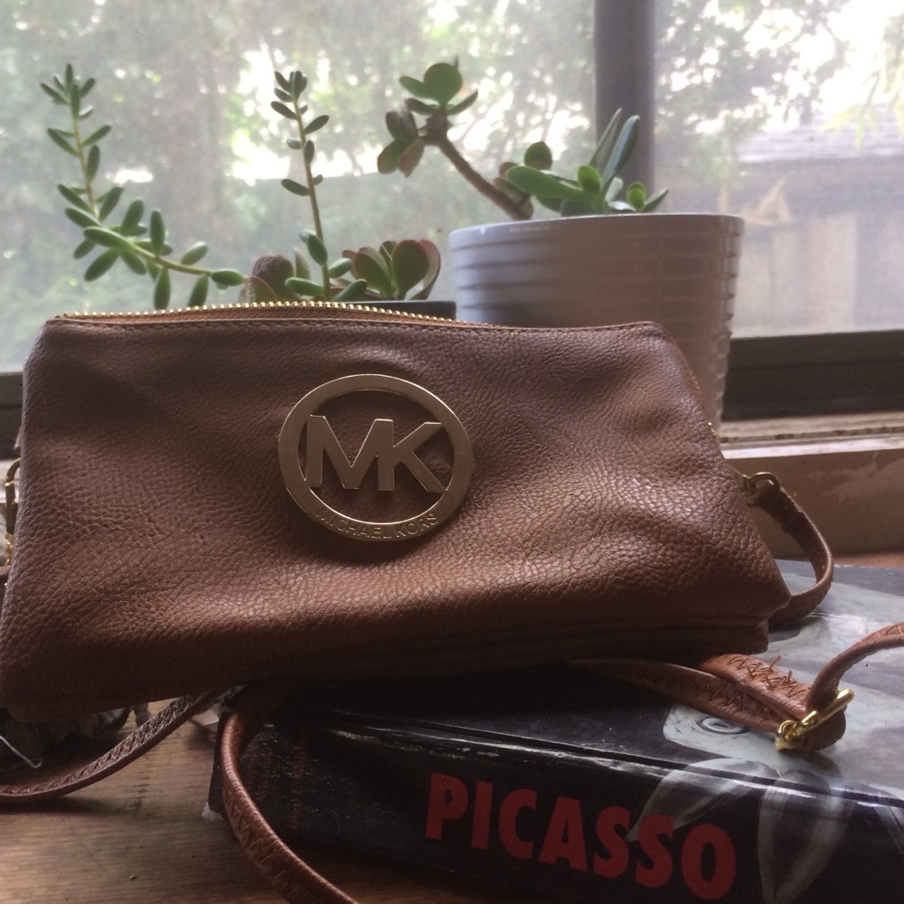 Michael Kors brown wallet purse with strap